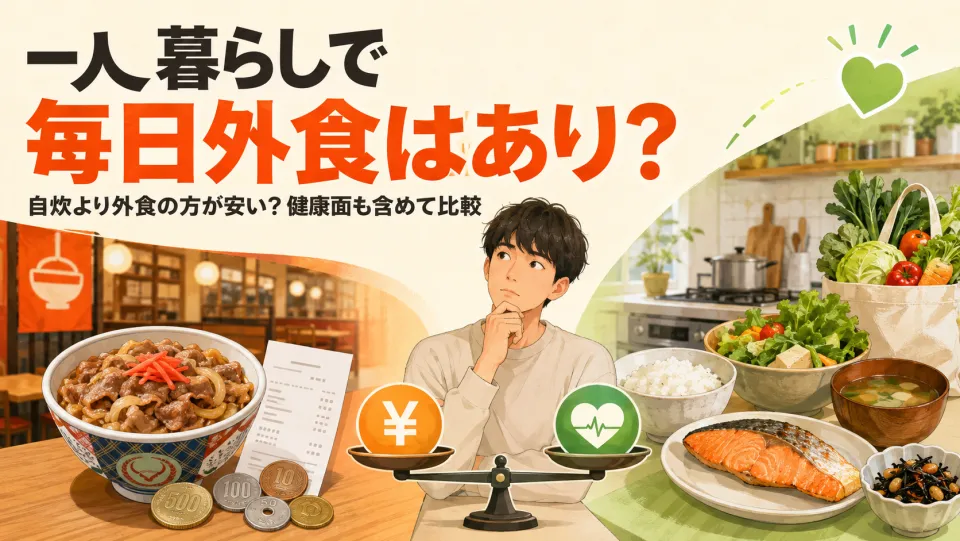 一人暮らしで毎日外食はあり？自炊より外食の方が安いのか健康面と含めて比較