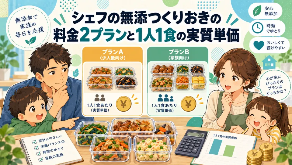 シェフの無添つくりおきの料金2プランと1人1食の実質単価