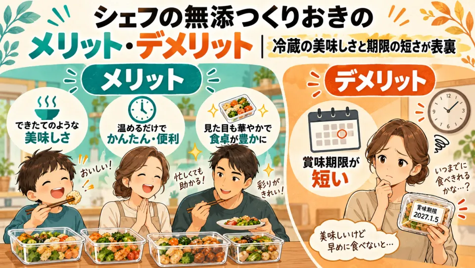 シェフの無添つくりおきのメリット・デメリット｜冷蔵の美味しさと期限の短さが表裏