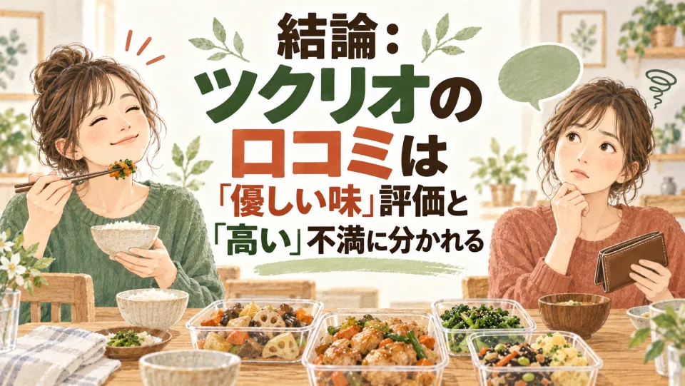 結論：ツクリオの口コミは「優しい味」評価と「高い」不満に分かれる
